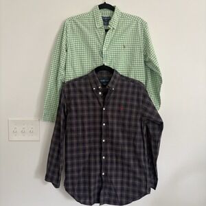 LOT OF 2 Ralph Lauren Shirt Boys Large 14-16 Button Down Preppy Long Sleeve